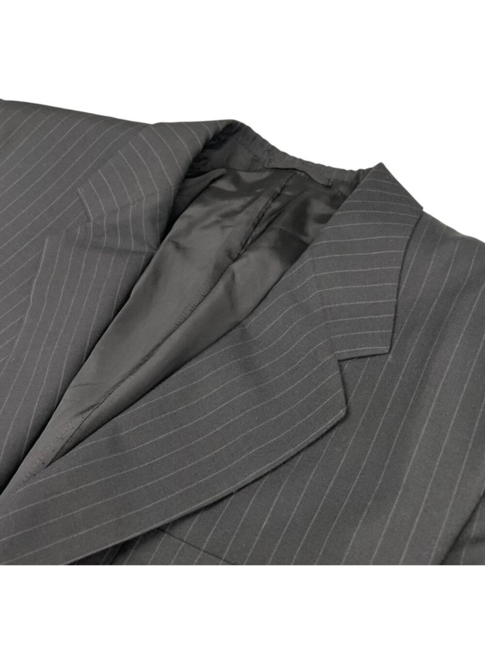VTG Fioravanti Men’s 100% Wool 2-Button Blazer Black Stripe • 46L US